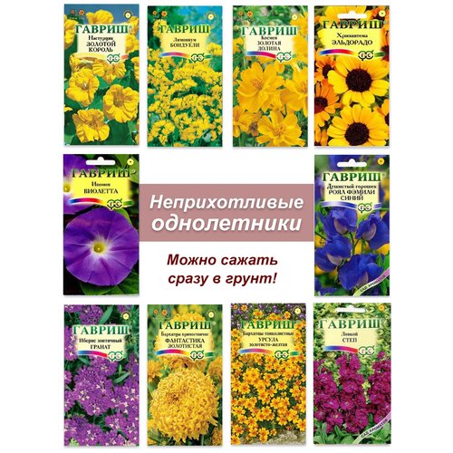 Набор семян, семена однолетних цветов, бархатцы, космея, настурция, хризантема и др набор семян семена однолетних цветов агератум вербена ипомея космея и др