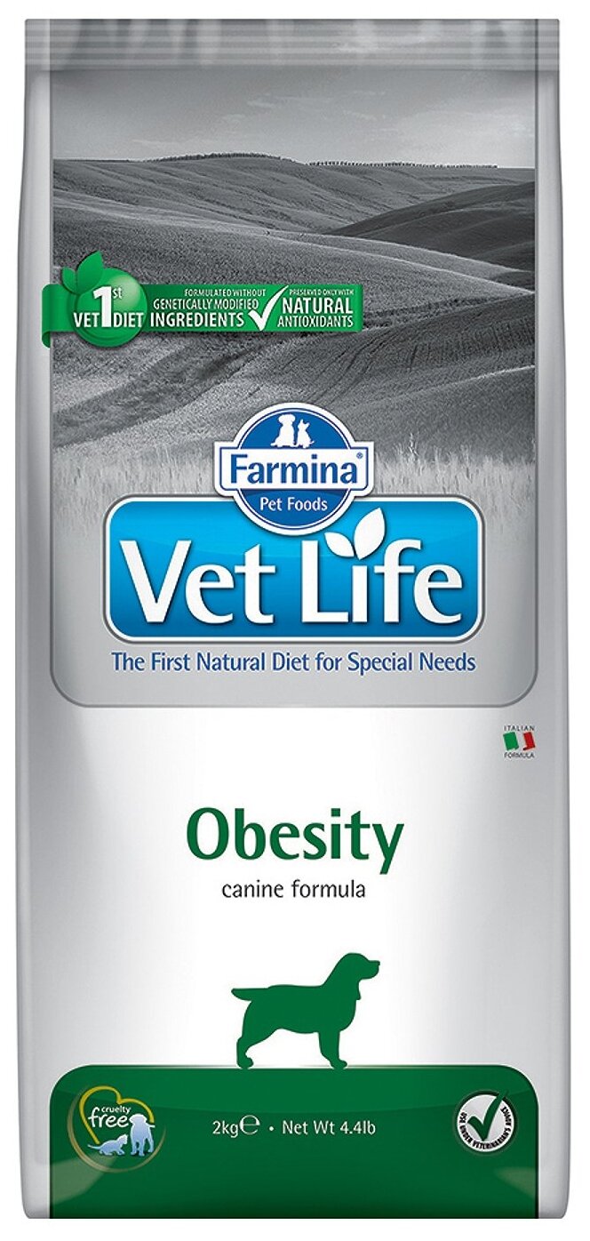 Сухой корм для собак Farmina Vet Life Obesity при ожирении для снижения и контроля веса