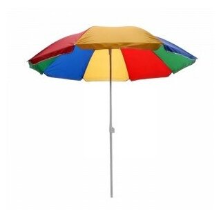 Зонт Пляжный D=160/H=170См, + Стойка 16/19Мм, Полиэстер 170T, Разноцветный, С Напылением, Eurica (арт. 681660) - фотография № 2