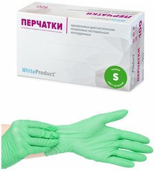 Перчатки нитриловые WHITE PRODUCT зеленые, размер S, 100 шт