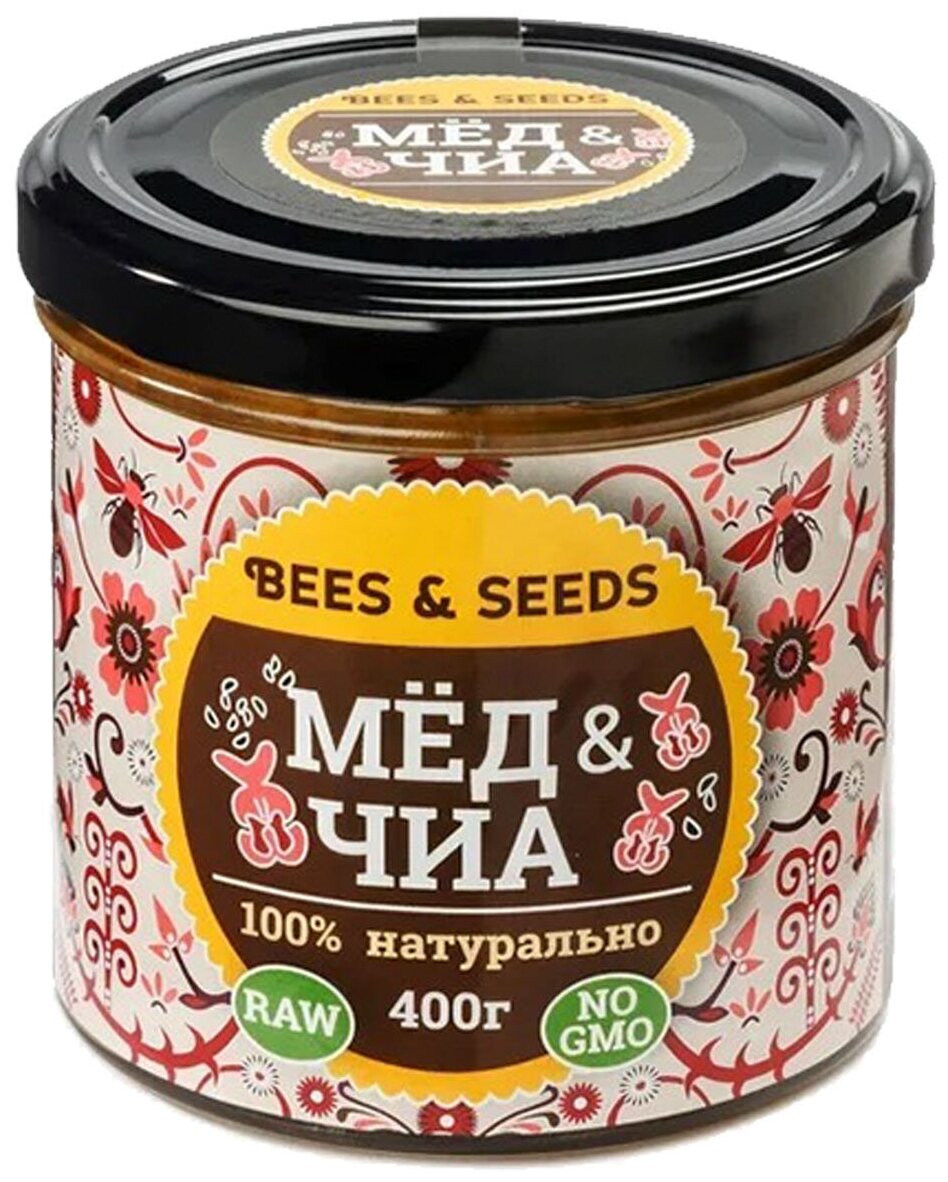 Медовый урбеч с семенами чиа Bees & Seeds натуральный мед 400 г