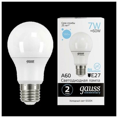 фото Лампа светодиодная led 25вт 230в, е27, белый, a67 gauss elementary