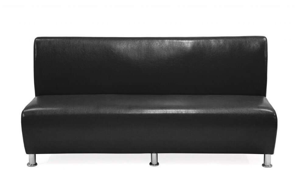 Секция дивана прямая Классик черный экокожа 3х-местная