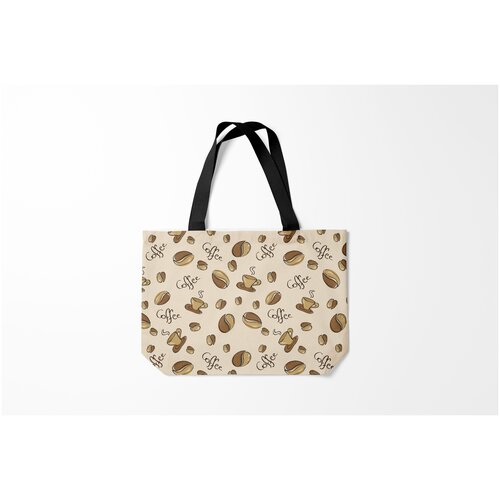 фото Сумка-шоппер / 46х35 см / популярные иллюстрации / еда кофейный узор на светлом burnettie