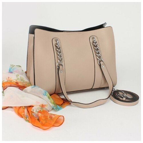 фото Сумка женская натуральная кожа gu 1201-8210, 1отд, плечевой ремень, бежевый 235969 аделия