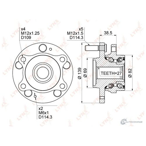 фото Ступица колеса перед прав лев lynxauto wh1501