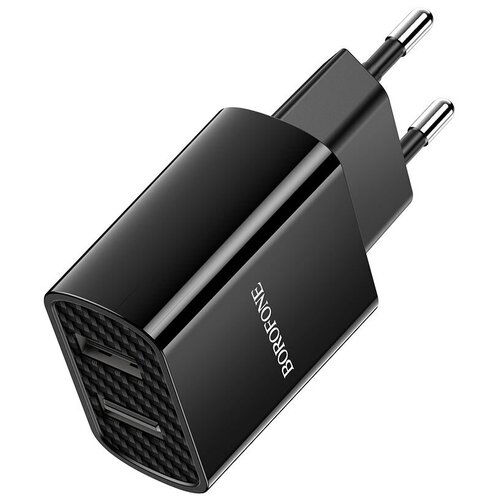 Блок зарядки dual port B a53a 2.1A , цвет черный зарядное устройство borofone ba53a powerway 2xusb кабель microusb white 6931474739186