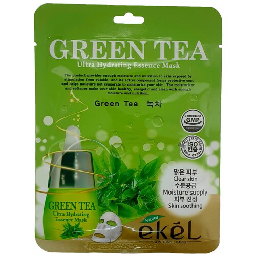 Ekel Ultra Hydrating Essence Mask Green Tea Маска тканевая Зеленый чай, 25 г, 25 мл detoskin гидрогелевые патчи с зеленым чаем green tea brightening eye mask 60 уп