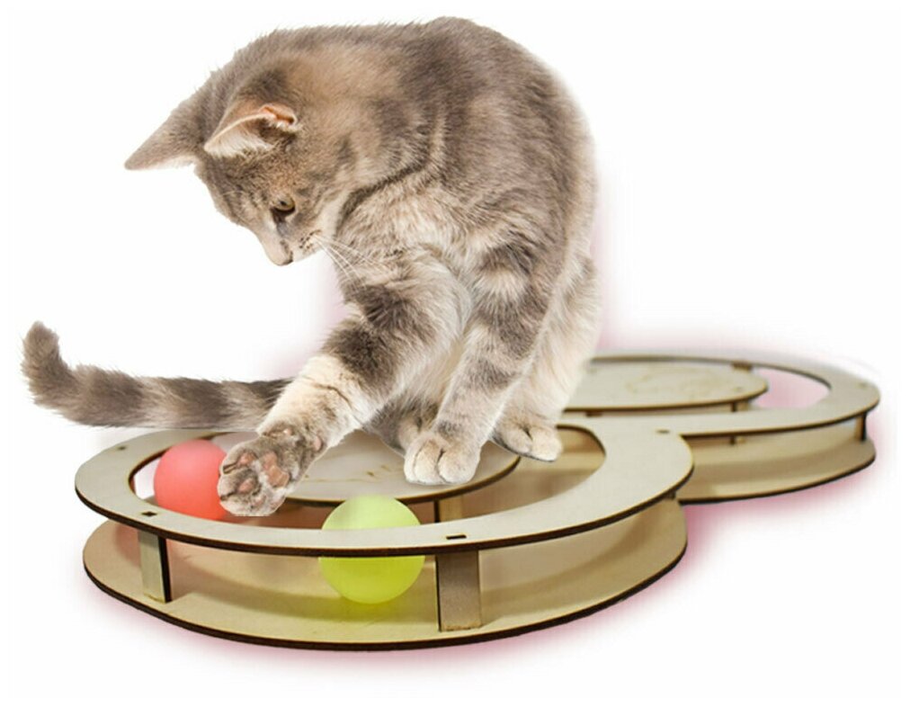 Игрушка для кошек GLORY LIFE Круг с шариками c когтеточкой из ковра 32х28х3,6 см - фотография № 3