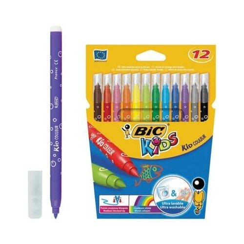 фото Bic набор фломастеров bic "kid couleur" 2.8 мм 12 шт ассорти