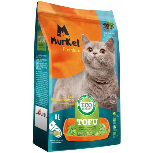 Комкующийся наполнитель MurKel ToFu Зелёный чай, 6л