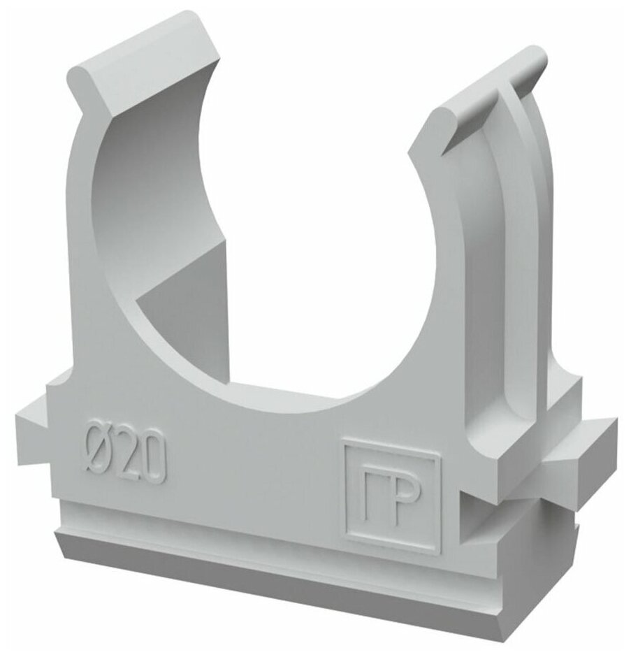 Крепеж-клипса для труб и гофры 20 мм Промрукав серая 100шт. Не под пистолет!