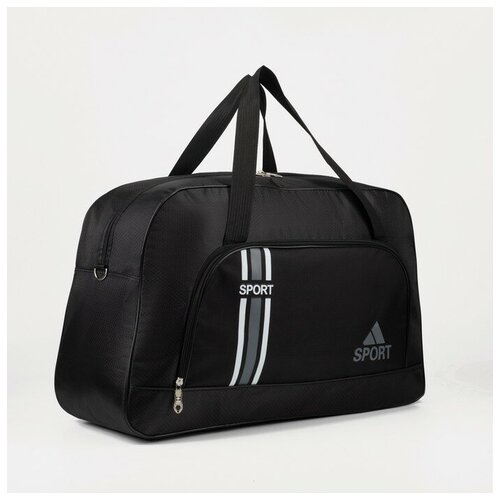 фото --- сумка спортивная, отдел на молнии, наружный карман, цвет чёрный/серый