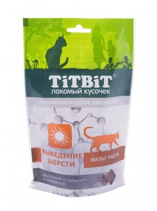 TiTBiT Хрустящие подушечки для кошек с говядиной для выведения шерсти 15421 0,06 кг 44215 (34 шт)