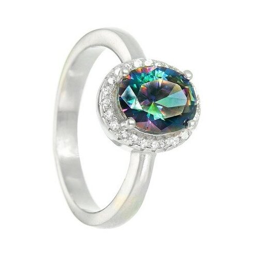 фото Серебряное кольцо с мистическим топазом и фианитами серена-сильвер