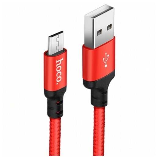 Кабель USB2.0 Am-microB Hoco X14 Red-Black, красно-черный - 2 метра