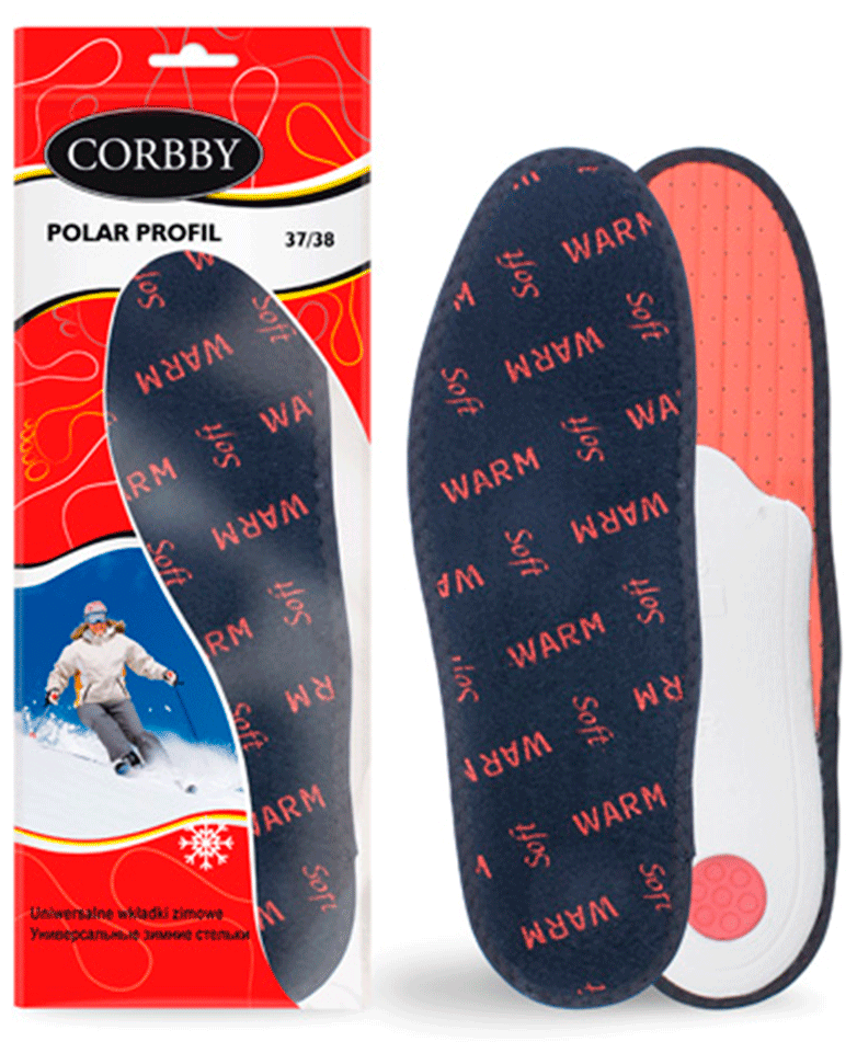 Corbby Стельки зимние профилактические Polar Profile (флис+супинатор+латекс). Размер 43/44