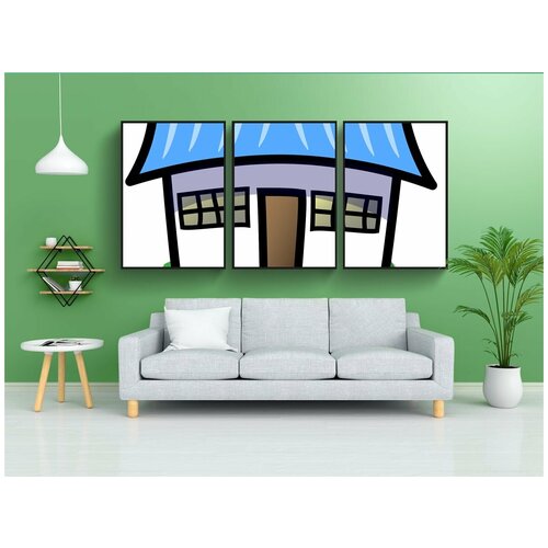 фото Набор модулных постеров для интерьера "дом, синий, крыша" 60x90 см. в тубусе, без рамки lotsprints