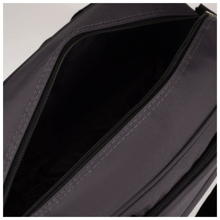 ВисмаS Сумка дорожная на молнии, 2 наружных кармана, держатель для чемодана, длинный ремень, цвет серый - фотография № 3