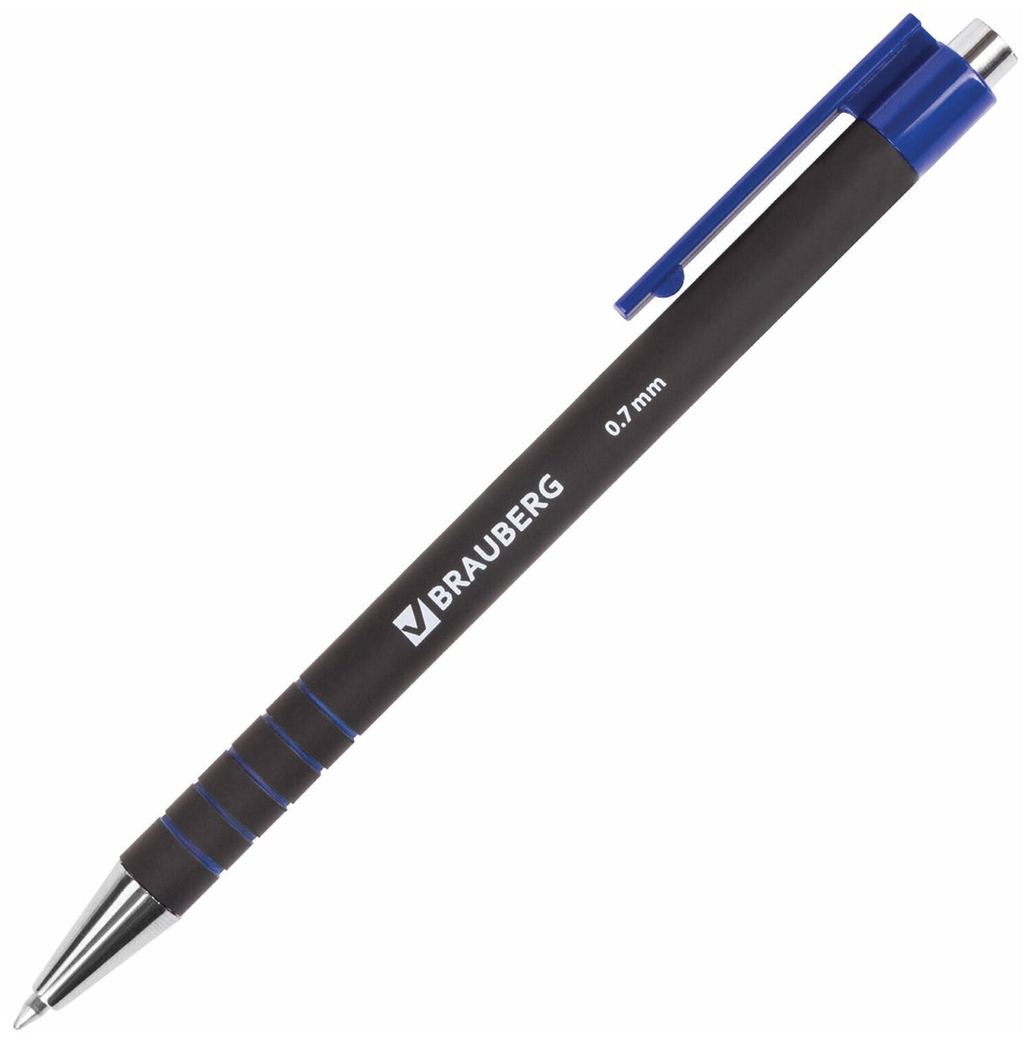 Ручка шариковая автомат. BRAUBERG Capital+, комплект 12 штук, синяя, корпус soft-touch, 0,7мм,880189
