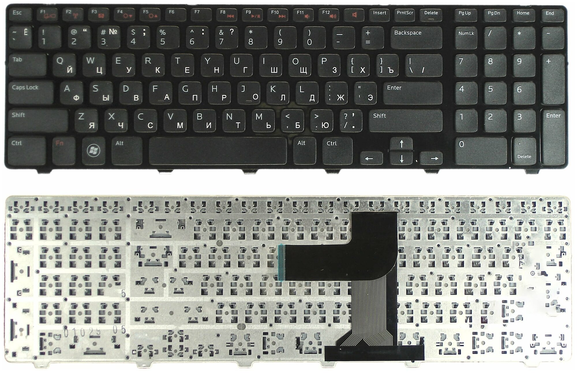 Клавиатура для ноутбука Dell Inspiron 17R N7110 русская черная с черной рамкой 1200₽
