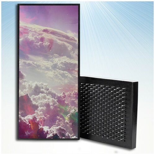 фото Доска садху с уф печатью / доска с гвоздями / доска для йоги / космос (космонавт, звёзды, планеты, луна) - 1679 / шаг 10мм чакра