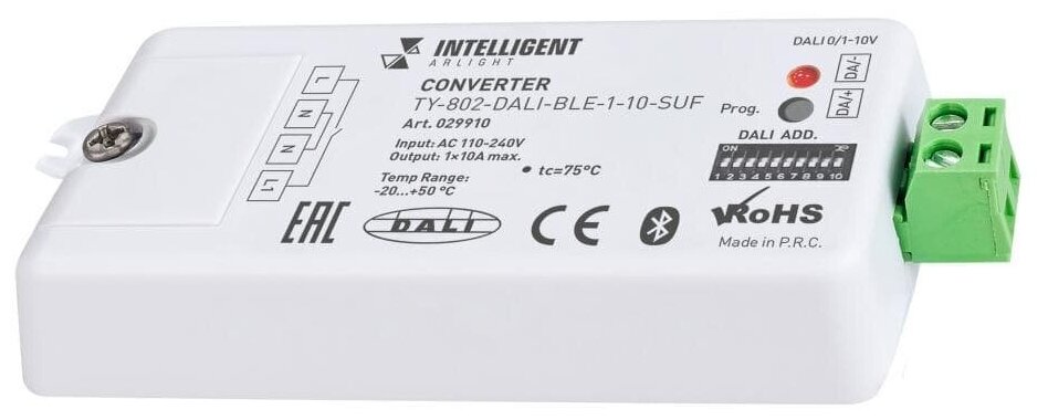 INTELLIGENT ARLIGHT Конвертер TY-802-DALI-BLE-1-10-SUF (230V, 10A, DALI, 0-10V) (IARL, IP20 Пластик, 3 года) - фотография № 3