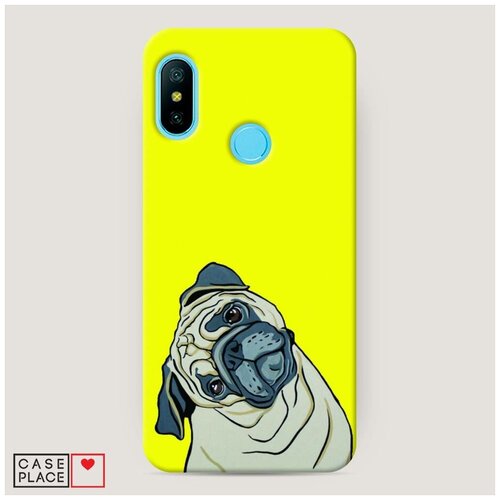 фото Чехол пластиковый xiaomi mi a2 lite удивленный мопс case place