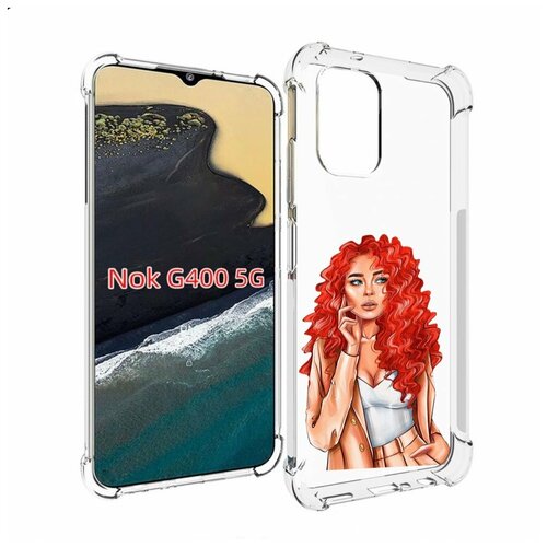 Чехол MyPads девушка-с-яркими-волосами женский для Nokia G400 5G задняя-панель-накладка-бампер