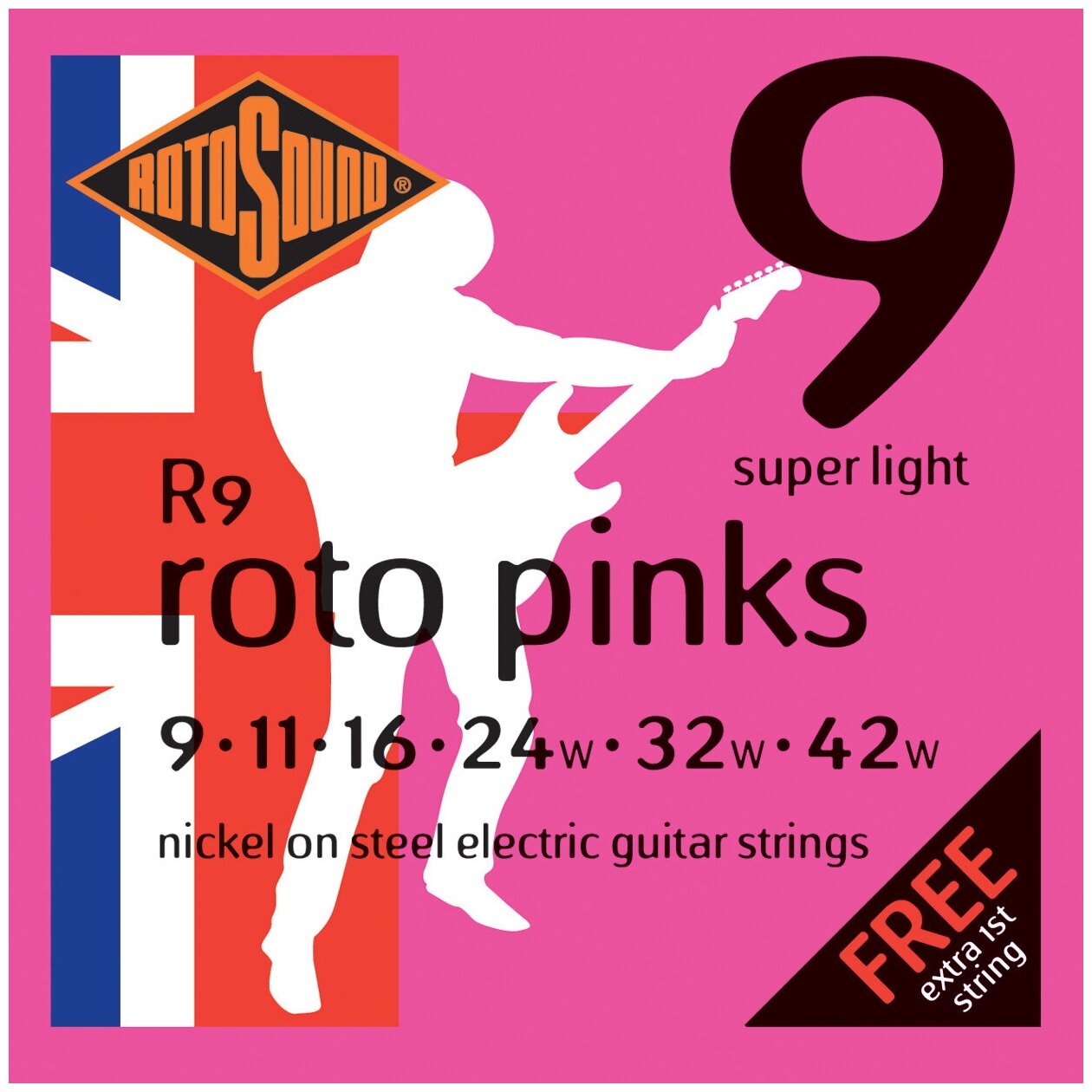 ROTOSOUND R9 STRINGS NICKEL SUPER LIGHT струны для электрогитары, никелевое покрытие, 9-42