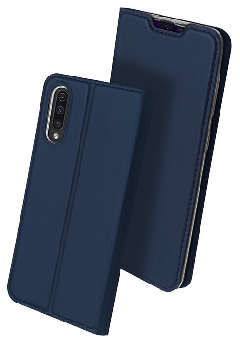 Чехол-книжка MyPads для Samsung Galaxy A10 SM-A105F (2019) водоотталкивающий с мульти-подставкой на жёсткой металлической основе синий