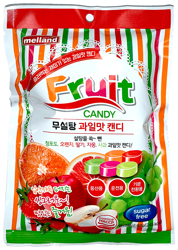 Карамель без сахара Фруктовый вкус Melland 92 г, Южная Корея - фотография № 1