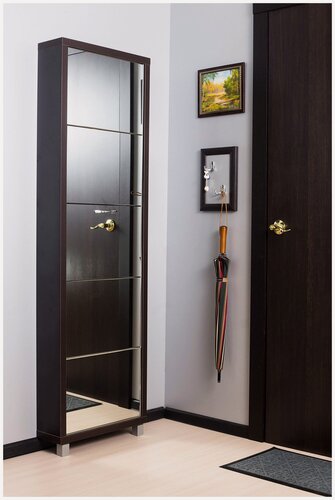 Изображение товара Шкаф обувной Люкс, Венге 5 отделений, фасад зеркало