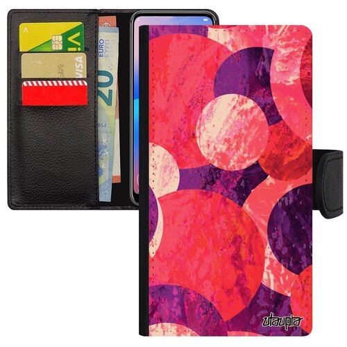 фото Противоударный чехол книжка для телефона // xiaomi redmi note 6 pro // "планеты" кольцо сфера, utaupia, розовый