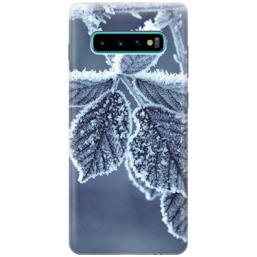 фото Силиконовый чехол на samsung galaxy s10+ / самсунг с10 плюс с принтом "замерзшие листочки gosso