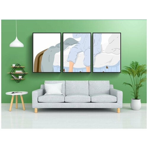 фото Набор модулных постеров для интерьера "синий, утром, одеяло" 60x90 см. в тубусе, без рамки lotsprints