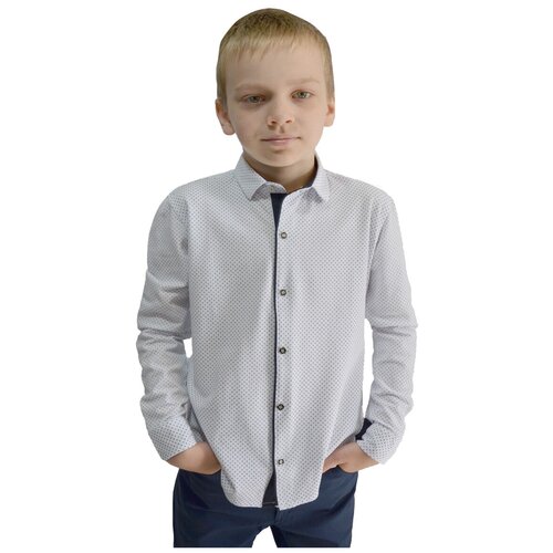 Школьная рубашка TUGI, размер 152, синий, белый школьная рубашка tugi размер 152 коричневый белый