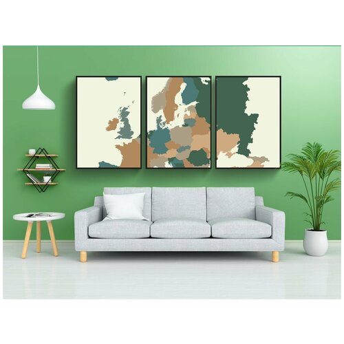 фото Набор модулных постеров для интерьера "европа, континент, мир" 60x90 см. в тубусе, без рамки lotsprints