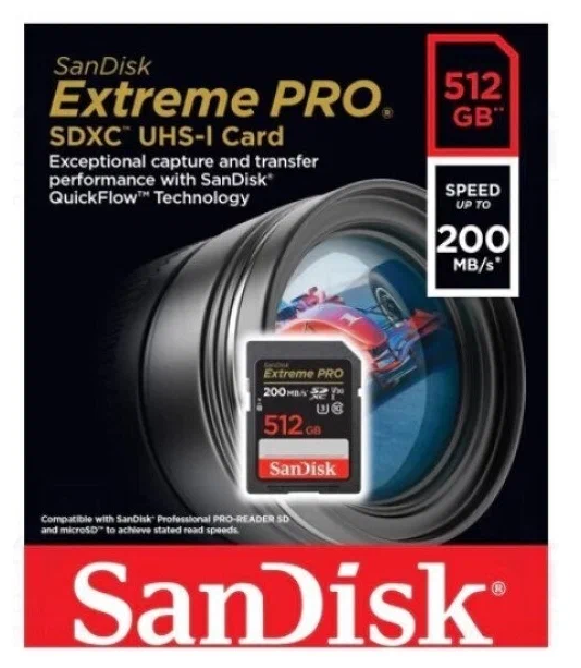 Карта памяти SDXC 512GB SanDisk Extreme Pro SD UHS I 200/40MB/s - фото №2