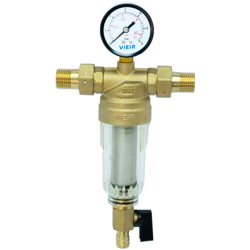 ViEiR Фильтр промывной с манометром 1/2 для холодной воды (JC152)