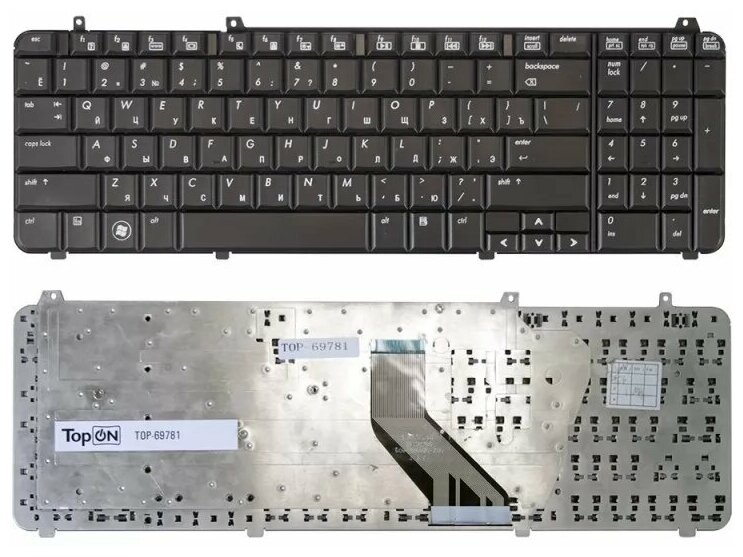 Клавиатура для ноутбука HP Pavilion DV6-1000 DV6-2000 Series. Плоский Enter. Черная без рамки. PN: MP-08A96D0-92