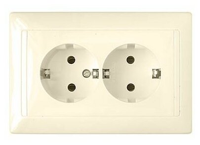 Розетка двойная скрытая с заземлением BYLECTRICA Стиль бежевая (РС16-313 бежевый)