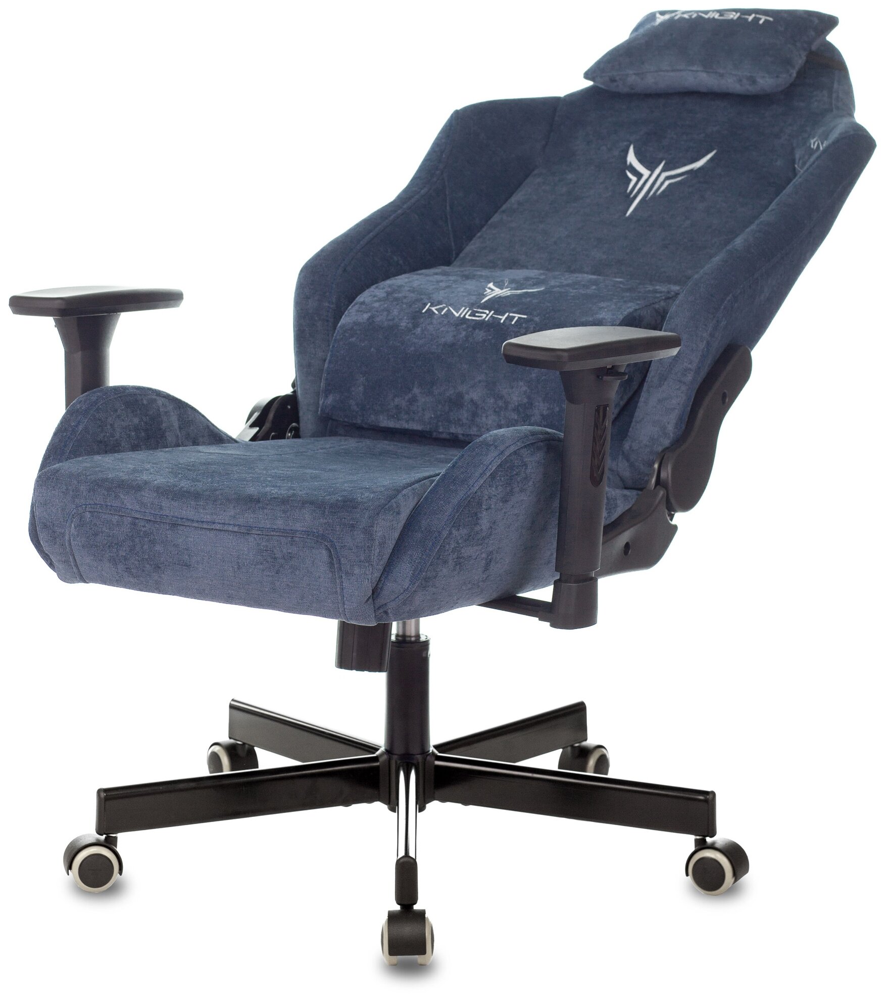 Кресло игровое KNIGHT N1 Fabric синий Light-27 с подголов. 795 крестовина металл - фотография № 2