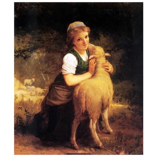 Репродукция на холсте Молодая девушка с барашком (Young Girl with Lamb) Фриан Эмиль 40см. x 47см.