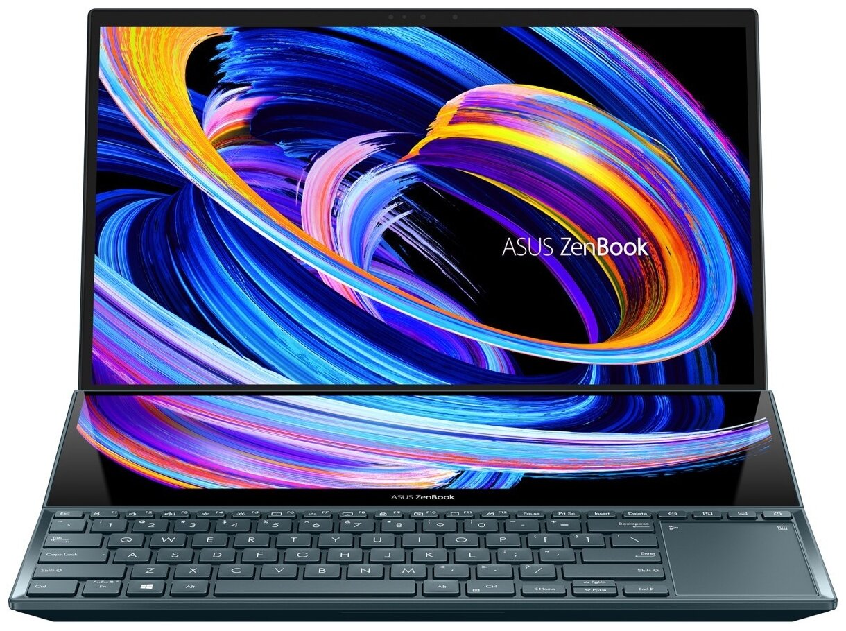 15.6" Ноутбук ASUS Zenbook Pro Duo 15 OLED UX582HS-H2002X 3840x2160, Intel Core i9 11900H 2.5 ГГц, RAM 32 ГБ, SSD 1 ТБ, NVIDIA GeForce RTX 3080, Windows 11 Pro, 90NB0V21-M000D0, Celestial Blue