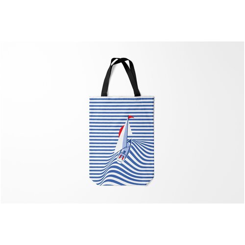 фото Сумка-шоппер / 31х42 см / популярные иллюстрации / полосы яхта burnettie