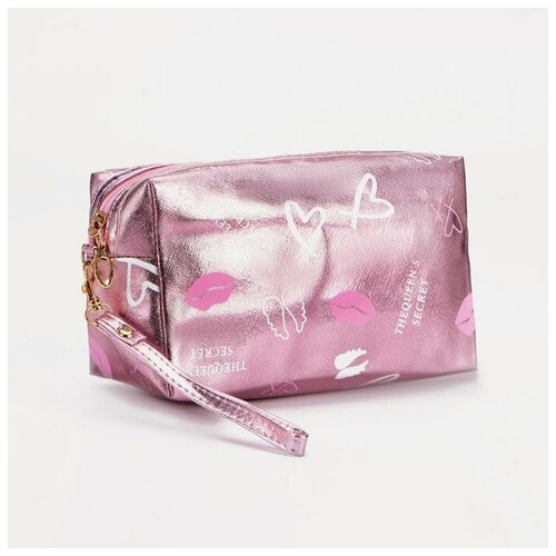 фото Косметичка на молнии, с ручкой, цвет розовый