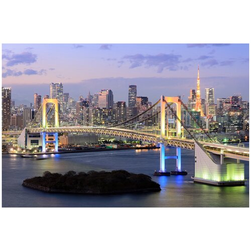Фотообои Уютная стена Мост через реку в Токио, Япония 410х270 см Виниловые Бесшовные (единым полотном) фотообои уютная стена великобритания англия тауэрский мост через реку темза ночью 410х270 см виниловые бесшовные единым полотном