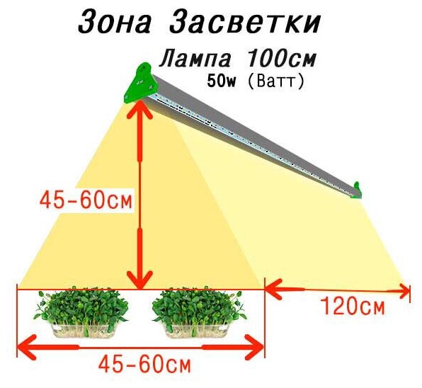 Фитолампа для декоративных комнатных растений с солнечным светом MiniFermer спектр Sunlike 4000K+660 / led фитосветильник, 50Вт 120см - фотография № 7