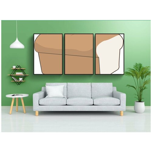 фото Набор модулных постеров для интерьера "хлеб, буханка, резать" 60x90 см. в тубусе, без рамки lotsprints